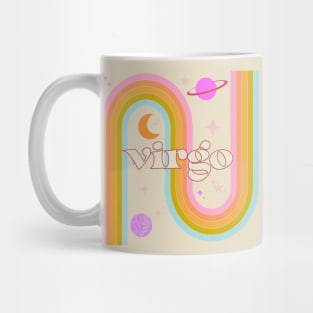 virgo 70s Rainbow with planets Mug